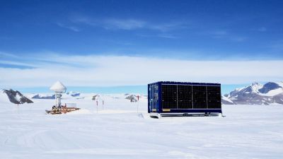 A solar powered container unit ready for deployment in the field - © International Polar Foundation