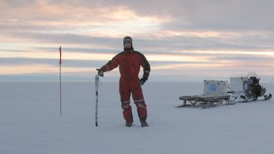 Denis Lombardi preparing to install a seismometer during a field expedition. - © International Polar Foundation