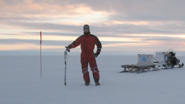 Denis Lombardi preparing to install a seismometer during a field expedition. - © International Polar Foundation
