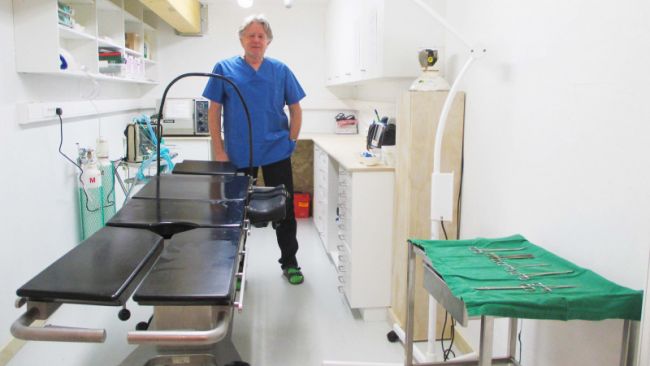 Doctor Jaques Richon poses in the newly completed surgery room at the Princess Elisabeth Antarctica - © International Polar Foundation