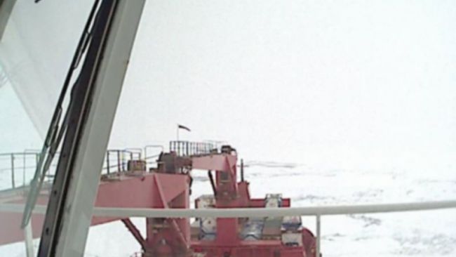 The Mary Arctica trapped in the ice - © Royal Arctic Line A/S