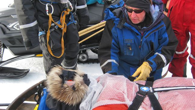 Doctor Jacques Richon doing an evacuation exercise - © International Polar Foundation