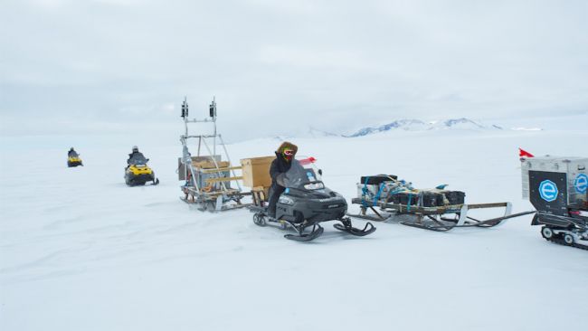 Heading to the Antarctic Plateau to install the new GPS station. - © International Polar Foundation