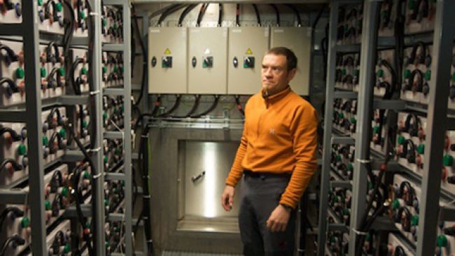 Sven Kerremans inside the technical core of the station - © International Polar Foundation