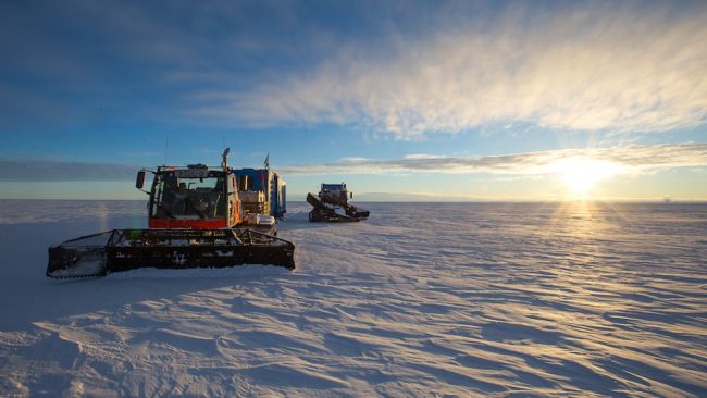 It takes 18 hours to drive down to Roi Baudouin iceshelf from Princess Elisabeth Antarctica polar research station. - © International Polar Foundation
