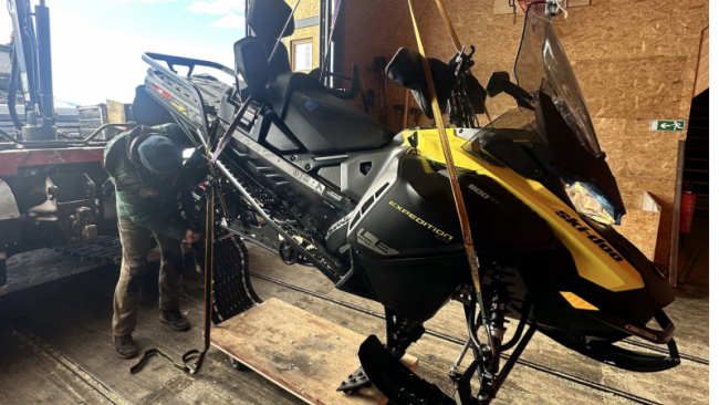 Skidoo Lifted for Workshop Repairs