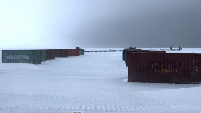 Shipping Containers at Coast Waiting to be Evacuated