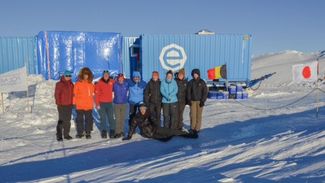 The Samba team: Takashi Mikouchi, Akira Yamaguchi, Christophe Berclaz, Yukihisa Akada, Naoya Imae, Vinciane Debaille, Nadia Van Roosbroek, Wendy Debouge, Geneviève Hublet, and Harry Zekollari (front) - International Polar Foundation