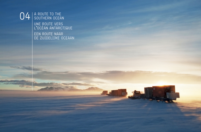Skidoos in the sunlight. - International Polar Foundation