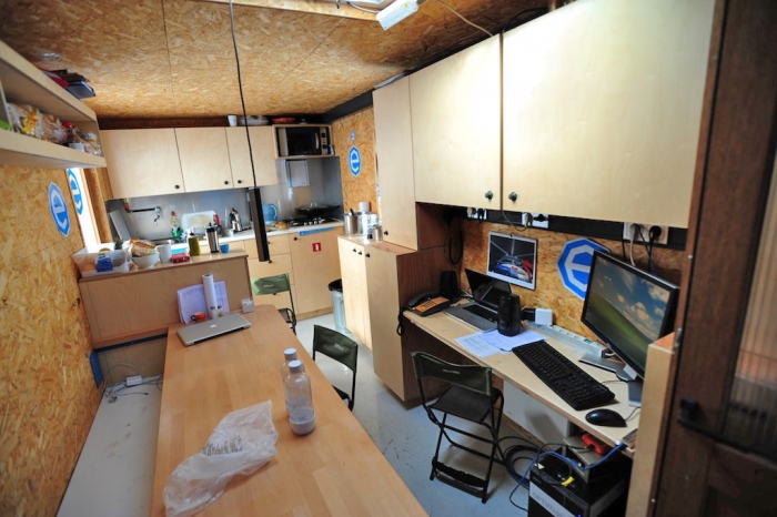 Here is what the interior looks like. A cozy workplace and kitchen for scientists in the field. - International Polar Foundation