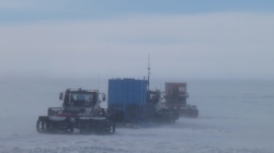 Convoy! Transporting our field camp units in to their destination on the plateau for the SAMBA meteorite project - International Polar Foundation/Alain Hubert