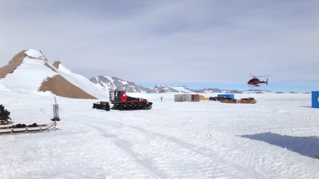 A small heliport has been set up near the station, in a place that's as protected from strong winds as possible. - International Polar Foundation