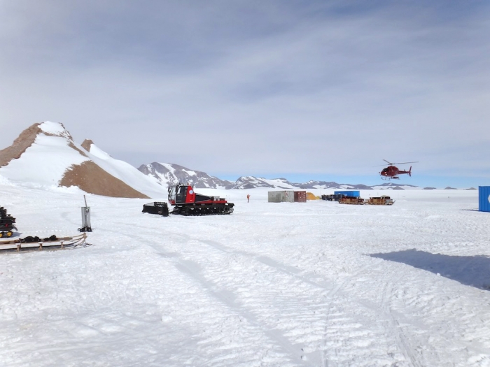 A small heliport has been set up near the station, in a place that's as protected from strong winds as possible. - International Polar Foundation