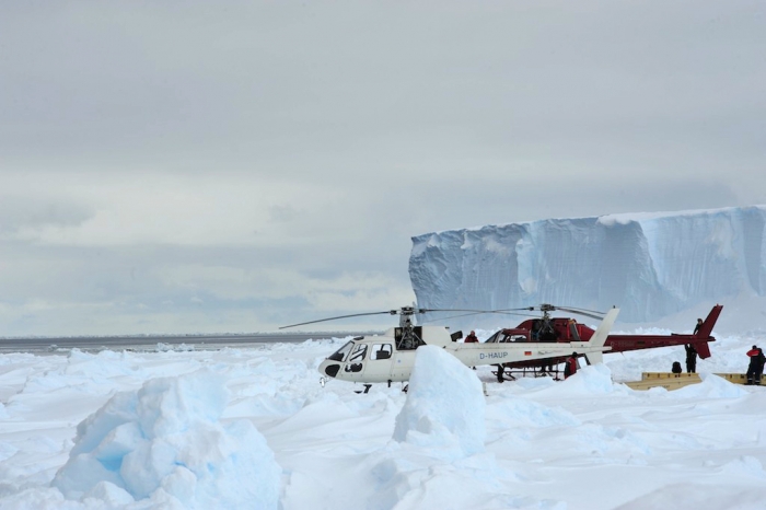 A profile of the helicopters with the ice shelf in the background. Time to move them up there.
 - IPF