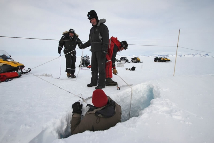 Antarctica can be a dangerous place. Scientists and team members are trained to spot crevasses and to rescue others should the need arise. - International Polar Foundation