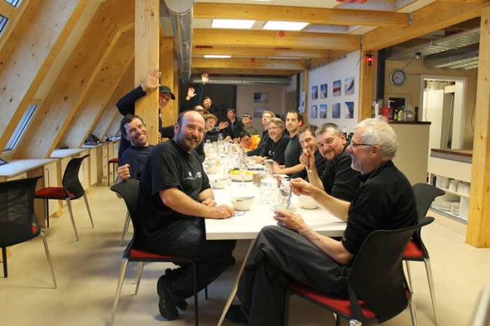 When away for four months, mealtimes are an important part of the social life of the station. - International Polar Foundation