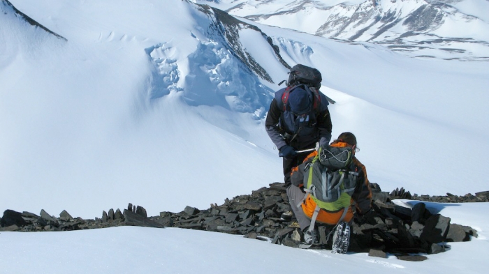 Collecting rock samples from outcrops in the Sør Rondane Mountains. - International Polar Foundation