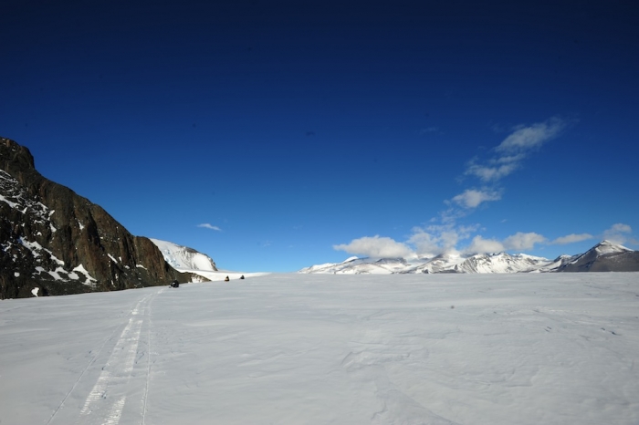 The team takes advantage of the nice weather to scout the area on ski-doos
 - IPF