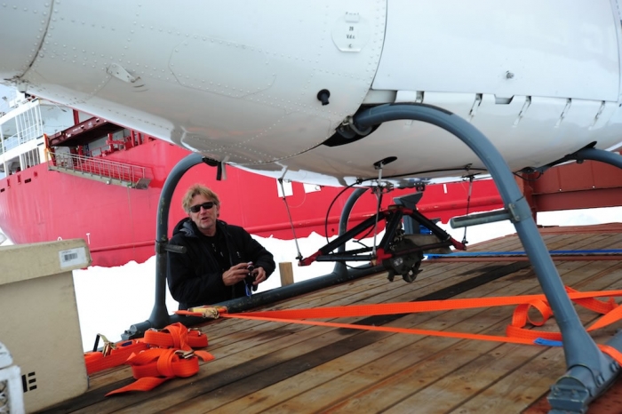 Jacques Richon, our Swiss Mountain Doctor, is really fond of helicopters and quite happy to see these two. - International Polar Foundation